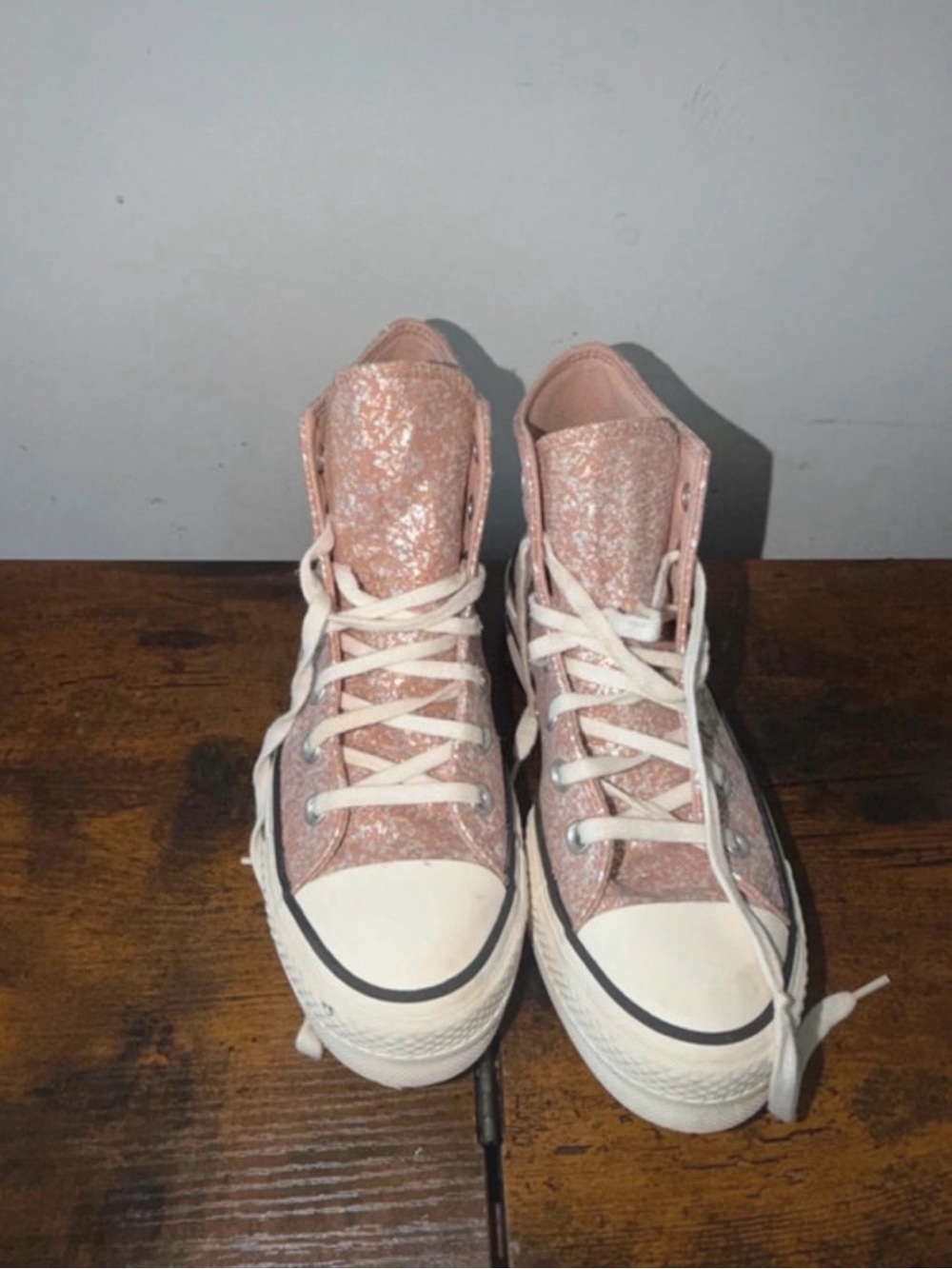 Women's High-Top Glitter Sneakers in Light Pink